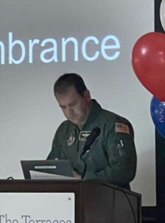 LT Walker Pearce-Percy presenting at the Terraces Senior Living